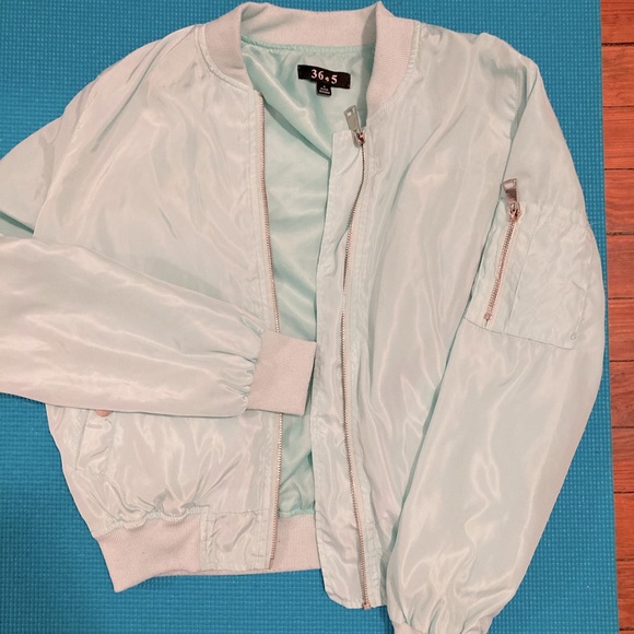 Fashion Nova Mint Blue Green Bomber Jacket - Picture 1 of 2